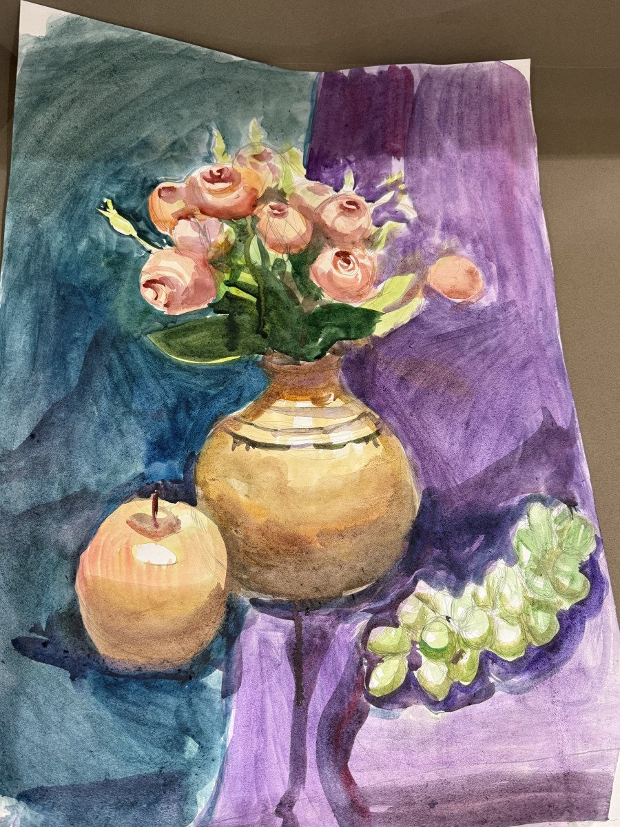 Roses in a Golden Vase